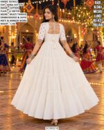 Designer Kora Cotton Anarkali With Mirror Work
