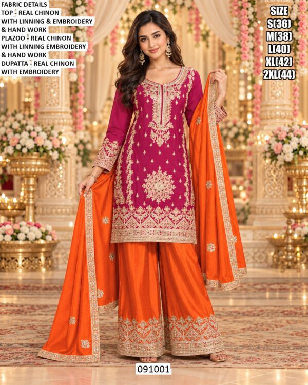 Real Chinon Palazzo Suit With Embroidery