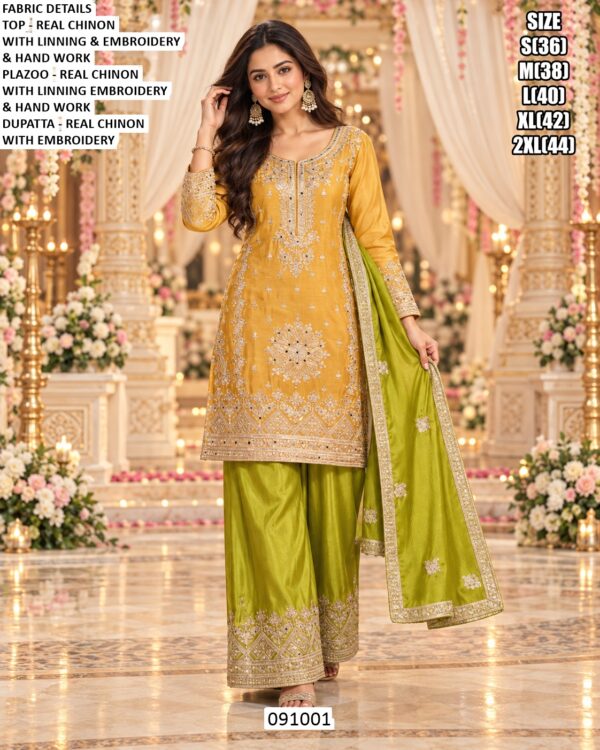 Real Chinon Palazzo Suit With Embroidery