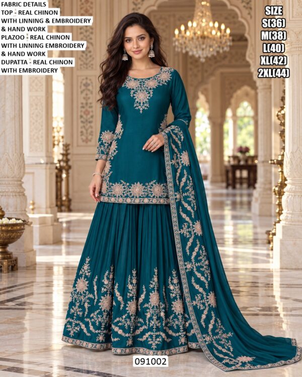 Wedding Wear Sharara Set With Floral Motifs