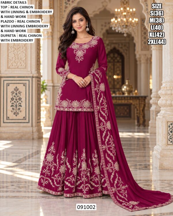 Wedding Wear Sharara Set With Floral Motifs