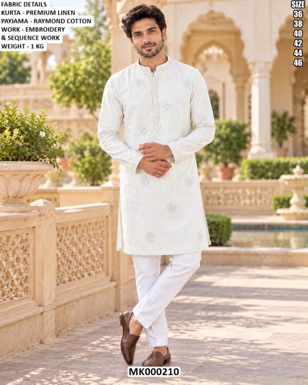 Premium Linen Kurta Pajama With Embroidery
