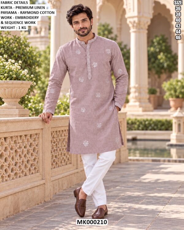 Premium Linen Kurta Pajama With Embroidery