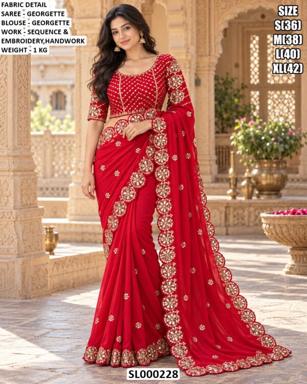 Floral Embroidery Saree For Festive Occasions