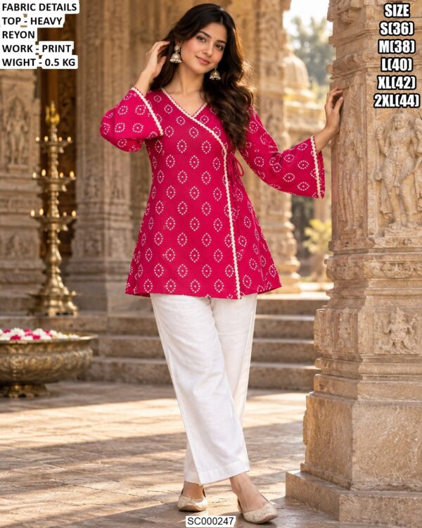 Casual Rayon Tunic With Side Tie For Women