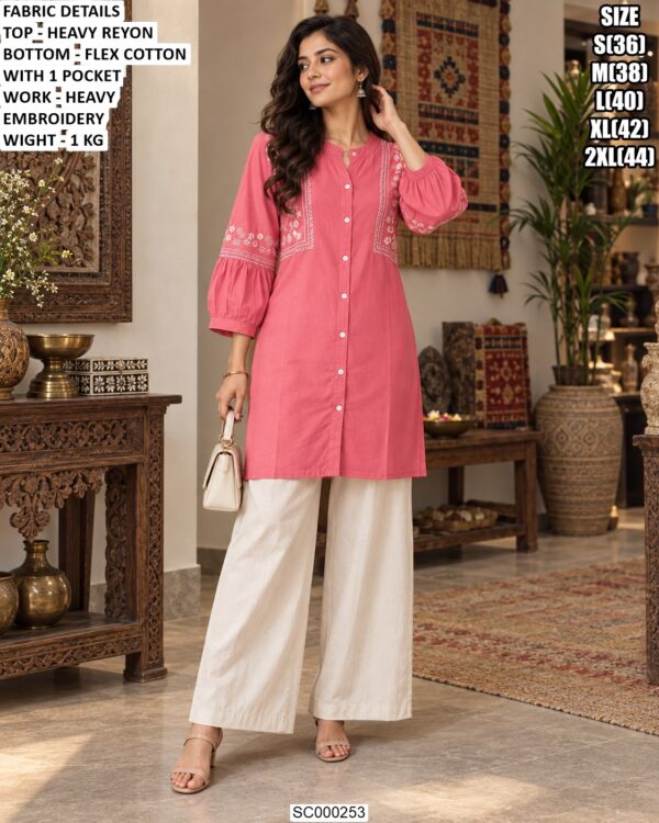Comfortable Palazzo Set With Floral Embroidery