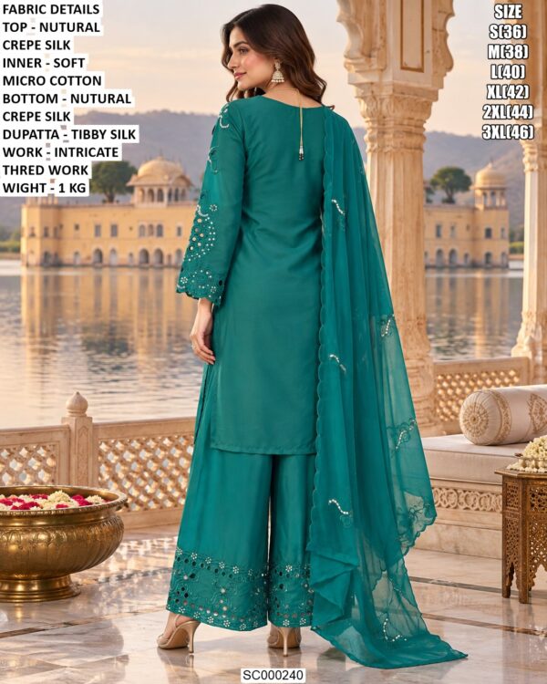 Natural Crepe Silk Palazzo Suit Set For Women