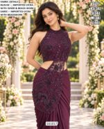 Elegant Reception Saree With Bead Work