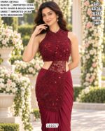 Elegant Reception Saree With Bead Work