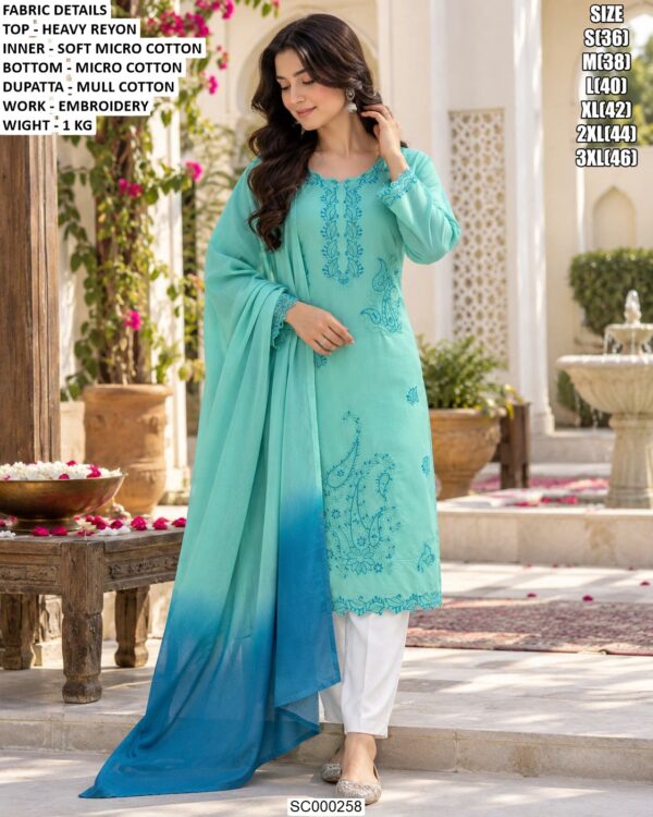 Heavy Rayon Embroidered Kurta Pant Set