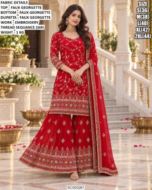 Elegant Zari Embroidery Wedding Sharara Set