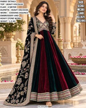 Heavy Viscose Anarkali With Embroidered Dupatta