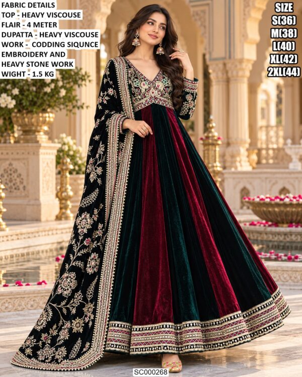 Heavy Viscose Anarkali With Embroidered Dupatta