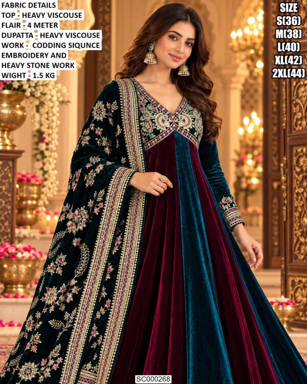 Heavy Viscose Anarkali With Embroidered Dupatta