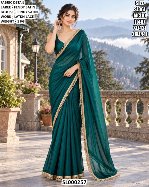 Elegant Designer Satin Saree For Receptions