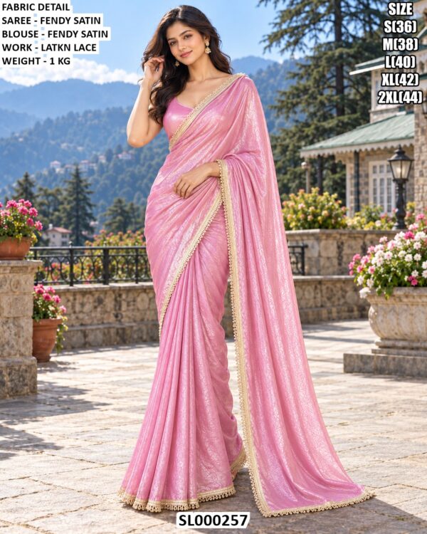 Elegant Designer Satin Saree For Receptions
