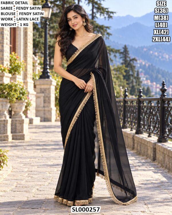 Elegant Designer Satin Saree For Receptions