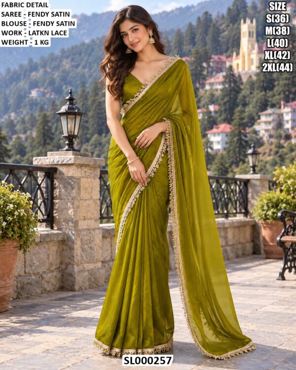 Elegant Designer Satin Saree For Receptions