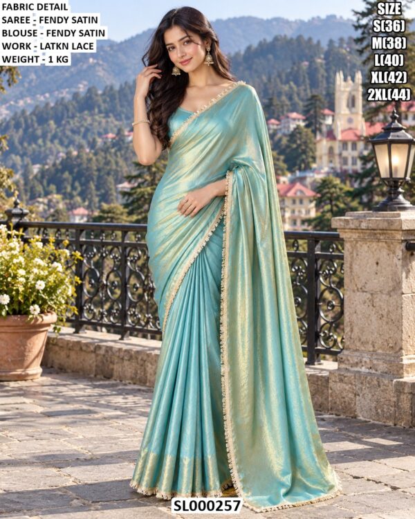 Elegant Designer Satin Saree For Receptions