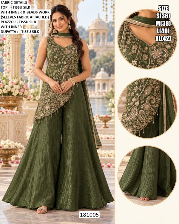 Festive Palazzo Set With Beaded Blouse