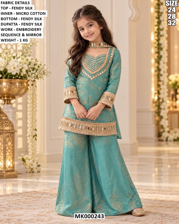 Designer Kids Embroidered Three Piece Set