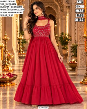Elegant Flared Gown With Dupatta For Women
