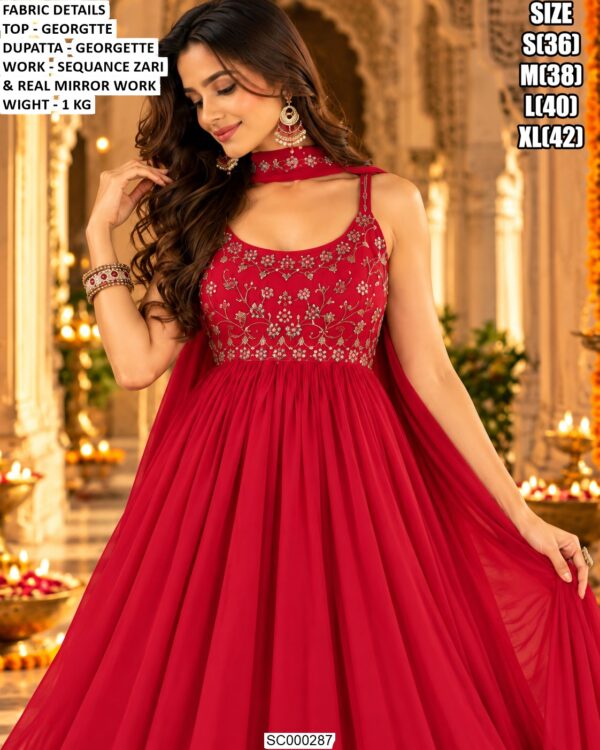 Elegant Flared Gown With Dupatta For Women